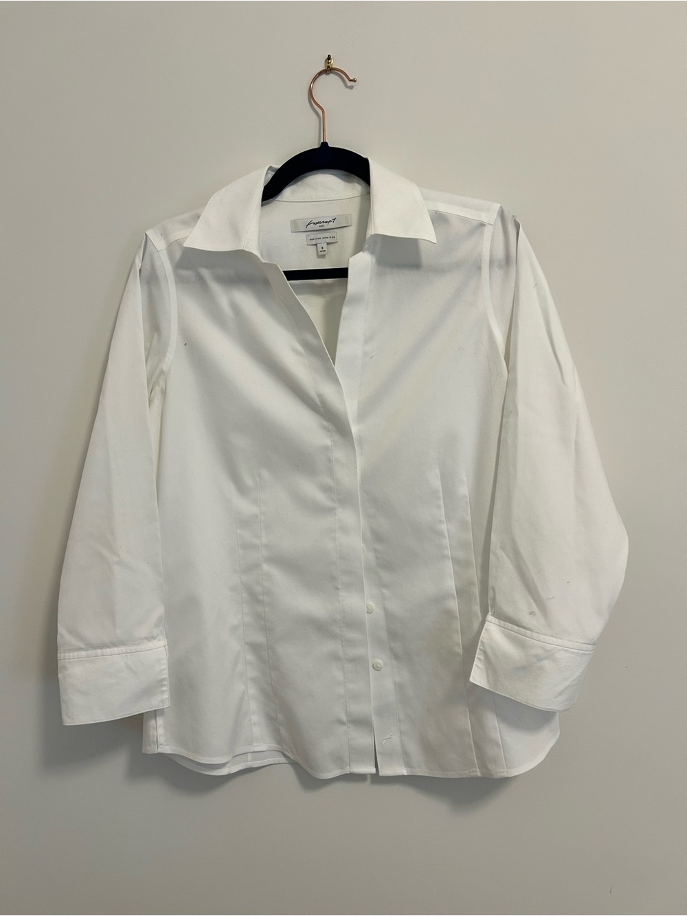 Foxcroft Taylor Essential Pinpoint Non- Iron 3/4 Sleeve Shirt